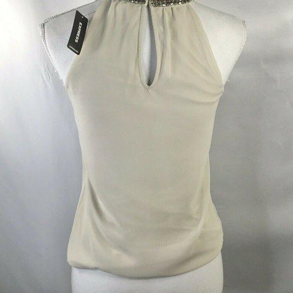Express~High Beaded Neck~Cut Out Shoulders~Lined~ - Picture 6 of 11